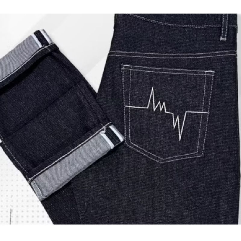 JEANS DENiM SELVEDGE Celana Jeans Denim Selvedge Warna Hitam Indigo Pria SELVEDGE BLACK iNDiGO
