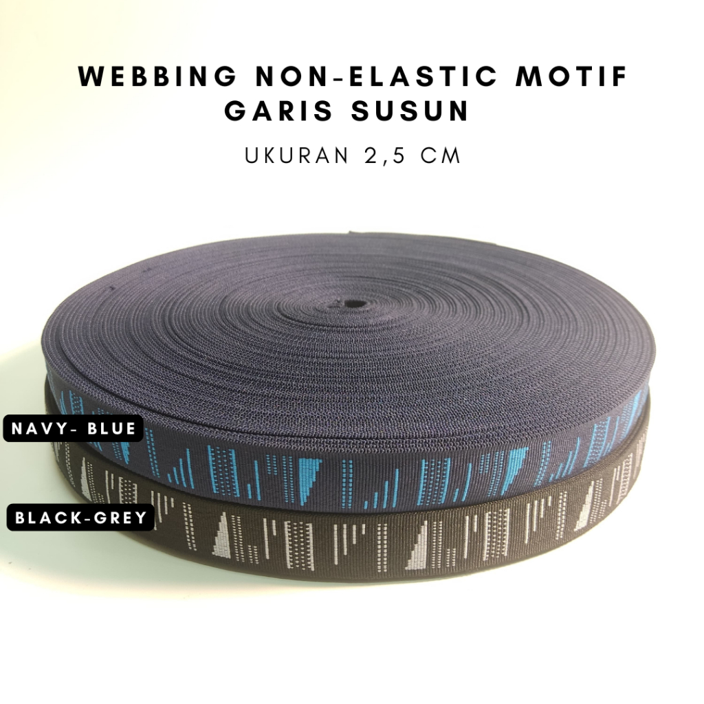 webbing non-elastic motif garis susun | webbing | tali webbing | non-elastic 2,5 cm
