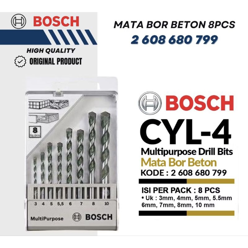 MataBor Bosch Original 100% Matabor Multipurpose besi kayu beton 8pcs 3-10mm Set Mata bor