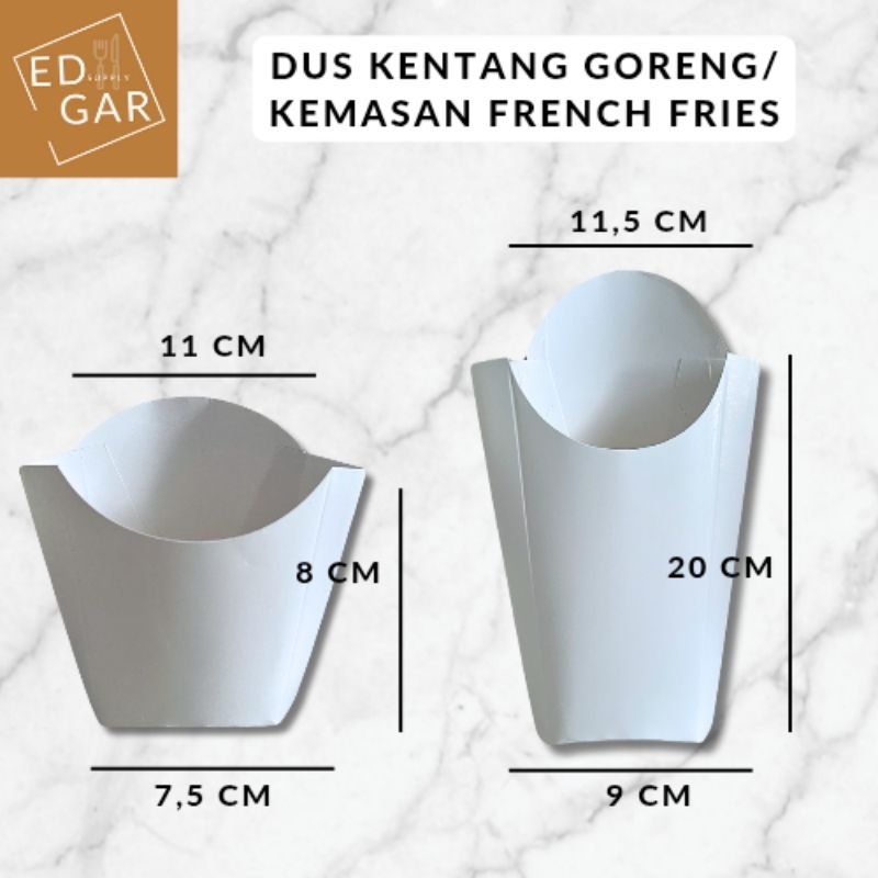 

dus kentang goreng panjang / kemasan long french fries / dos box kentang goreng