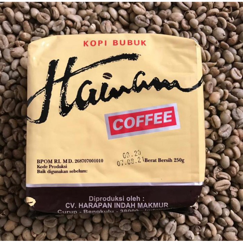 

Kopi bubuk hainam 100% robusta 250g bengkulu curup rejang lebong bukit kaba Kopi robusta spesial rasa premium