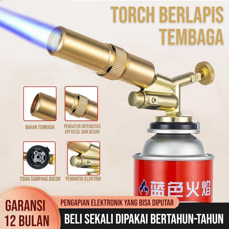 Flame Gun Gas Torch Portable Kepala Gas Blow KuninganDual Api Kepala Las Manual Portabel Tipe Lengka