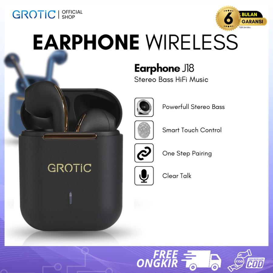 GROTIC J18 Headset Bluetooth TWS Earphone Wireless In-ear Sports