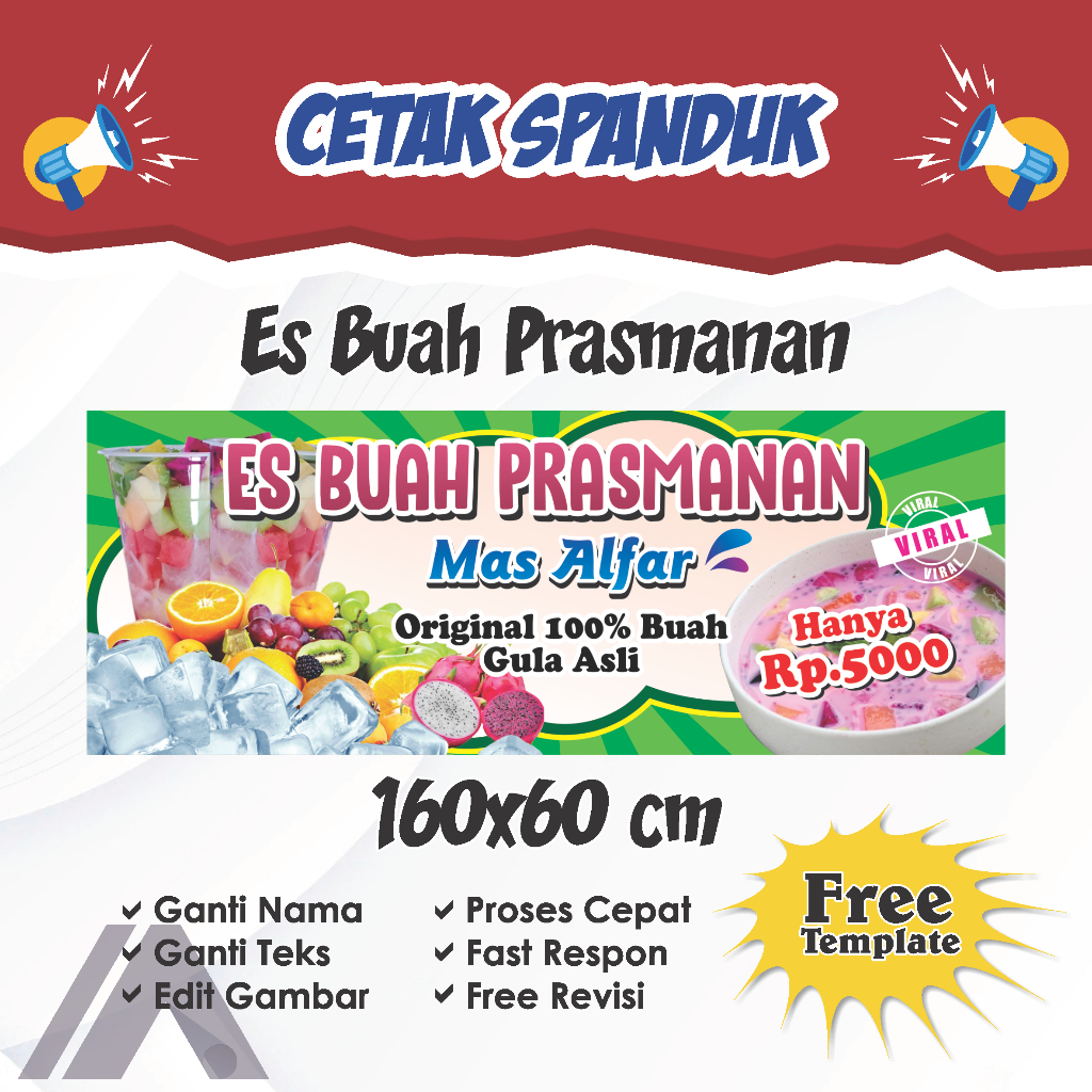 Cetak Spanduk Es Buah Prasmanan BISA CUSTOM
