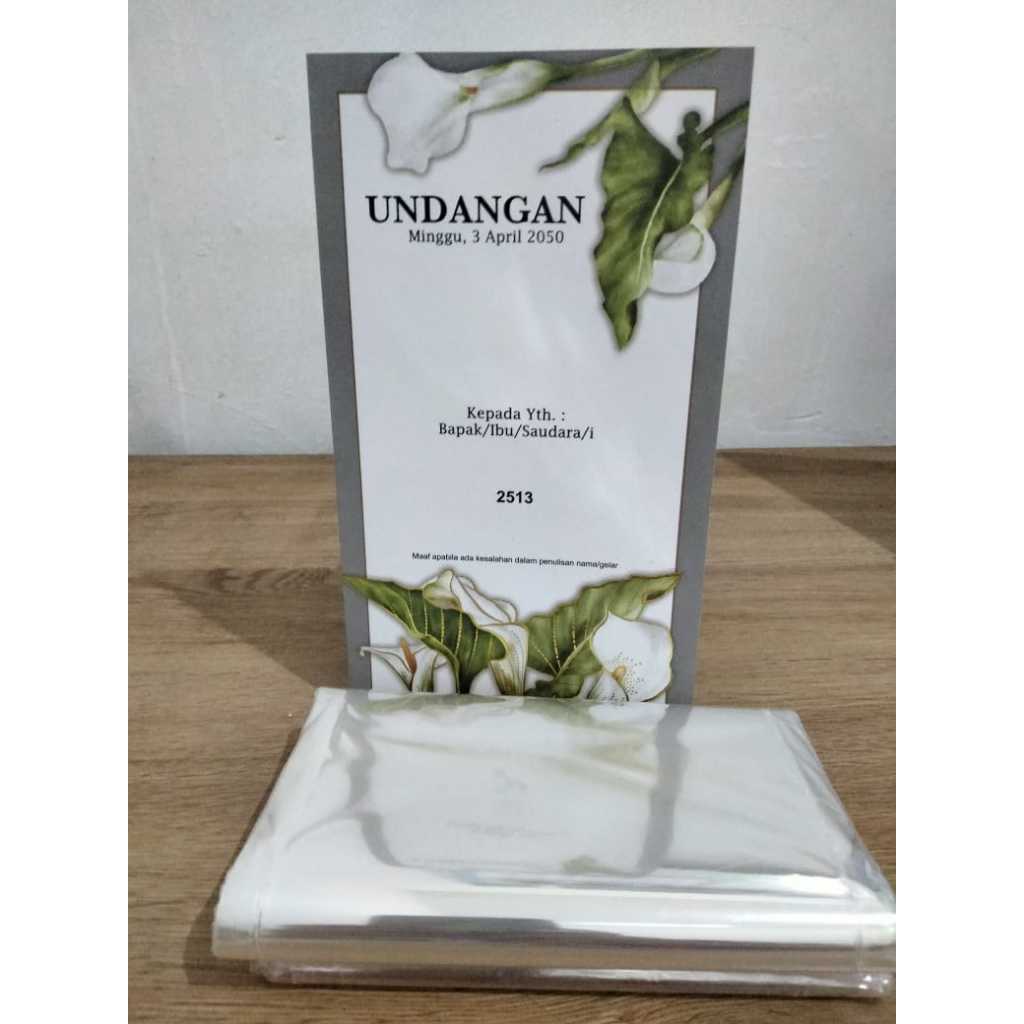 2513 ERBA BLANGKO UNDANGAN KOSONGAN + PLASTIK OPP, UNDANGAN PERNIKAHAN MURAH