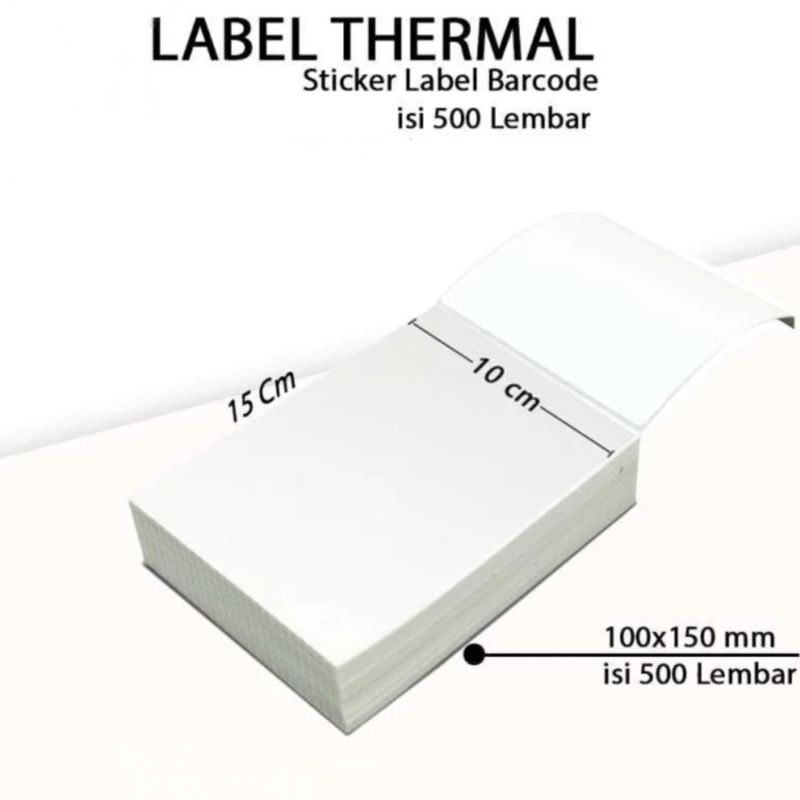 

||Label thermal uk 100mm x 150mm roll/sheet isi 250,300,500 lembar