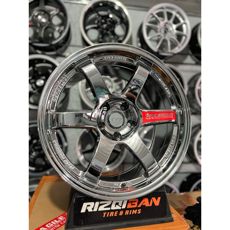 velg te37 SL r18 black chrome pcd 5x114 lebar 9,5 kondisi baru