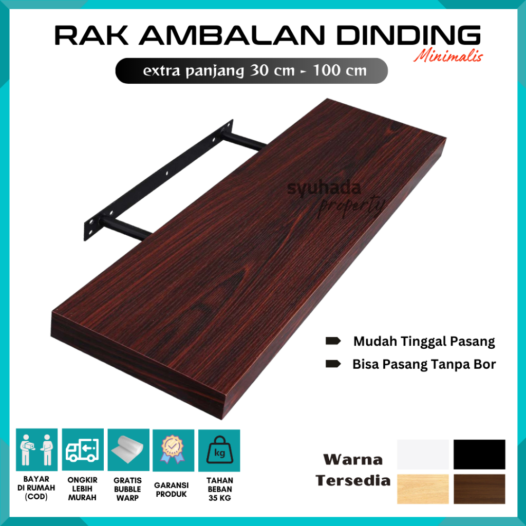 [PROMO] Rak Ambalan Dinding Kayu Minimalis Extra Lebar 20 cm Rak gantung dinding tempel Serbaguna(AP