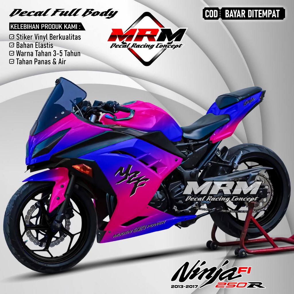 Decal Sticker Kawasaki Ninja 250 FI 2013 2014 2015 2016 2017 Fullbody - Stiker Variasi Ninja 250 Fi