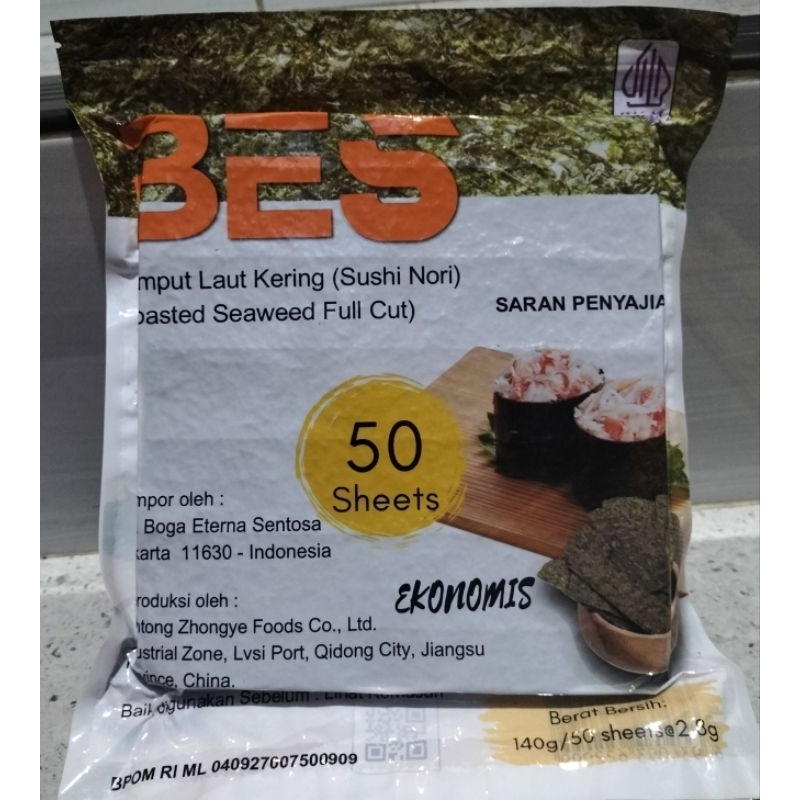 

(SALE) Nori sushi bes 50 lembar halal BPOM kulit Kimbab Roasted Bento bonito dry seaweed termurah terjangkau sale