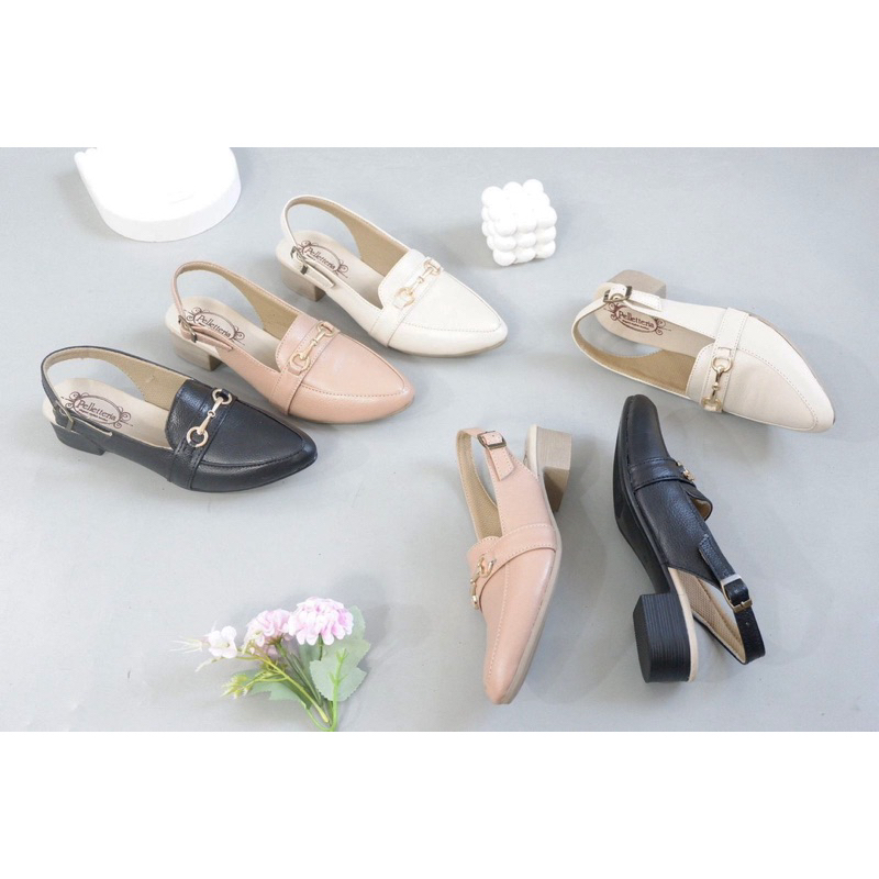 Sepatu Kulit Tali Belakang Wanita