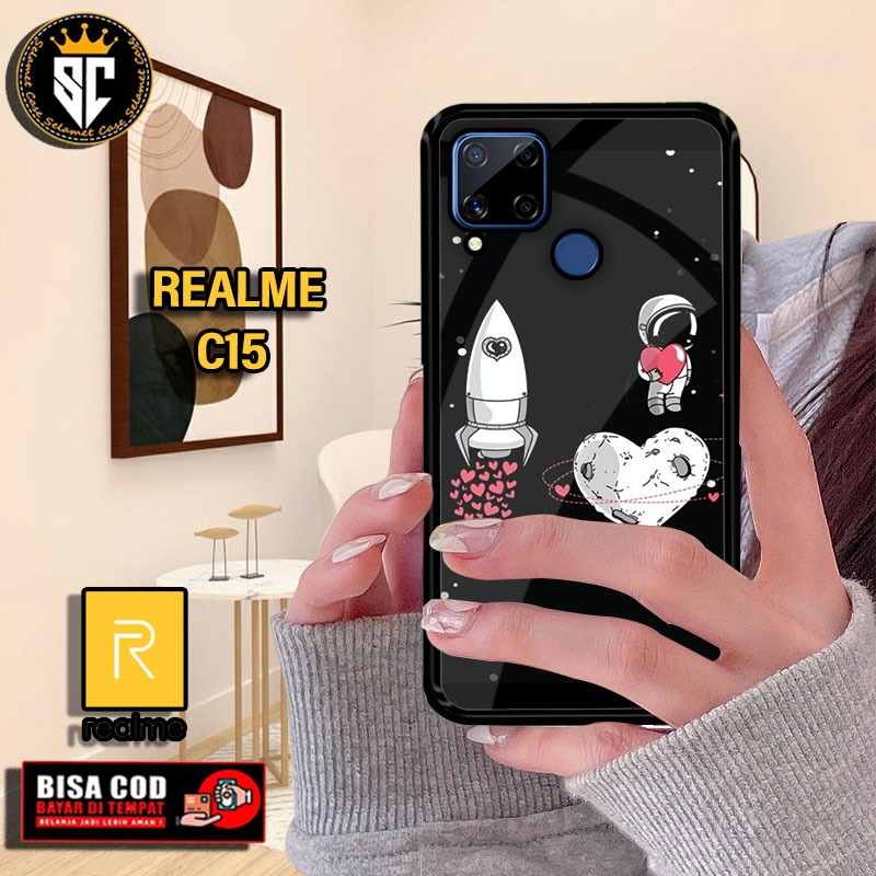 Hardcase 2d glosy dan softcase 2d glosy for realme c15 motif nasa/astronot ready all type smartphone