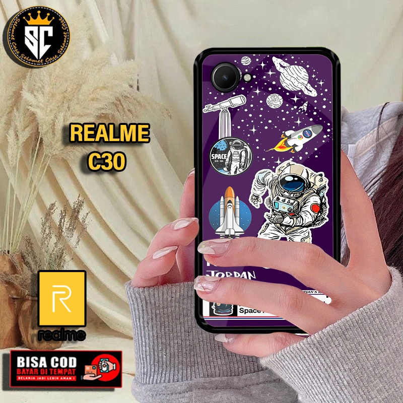 Hardcase 2d glosy dan softcase 2d glosy for realme c30 motif nasa/astronot ready all type smartphone