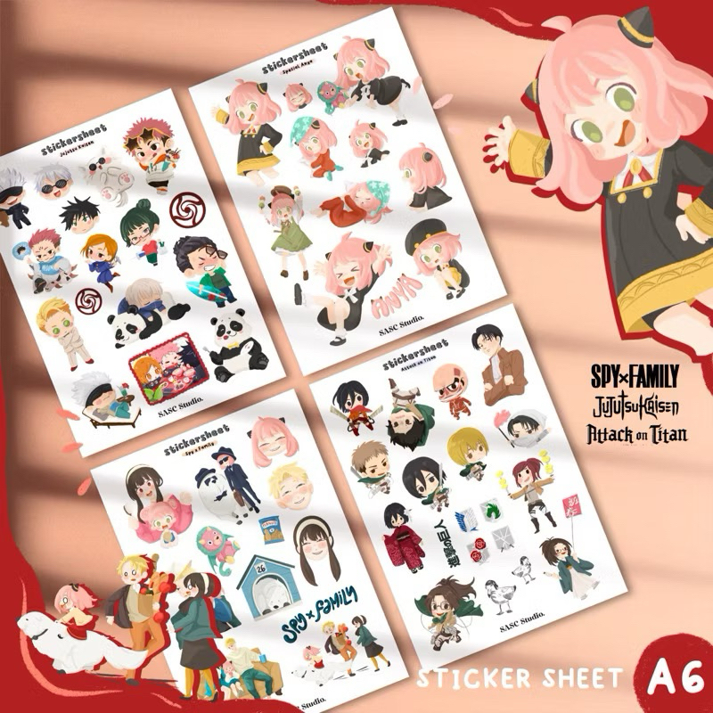 

[B915] Stiker Spy x family JUJUTSU KAISEN, suzume, demon slayer, attack on titan aot Anya Anime | Stiker kiss cut lucu dekorasi deco HP jurnal case | Waterproof tahan air vinyl matte murah