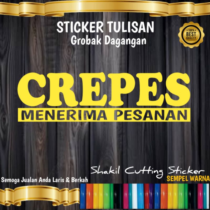 

Sticker Cutting TULISAN CREPES,untuk nama jualan di grobak & Etalaseu