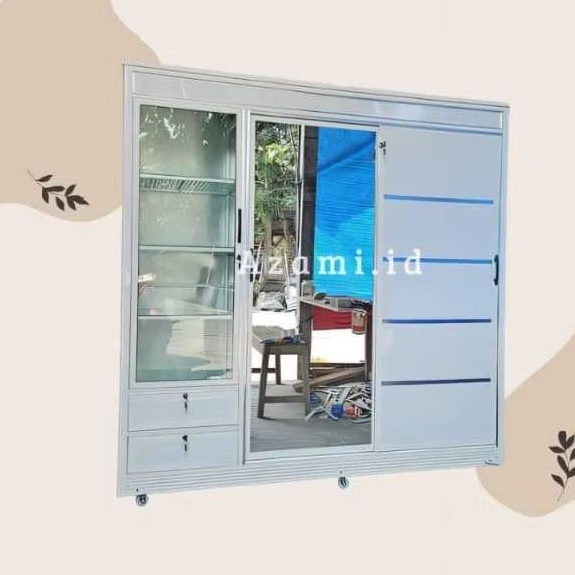 Lemari Pakaian Sliding Acp / Lemari Aluminium / Lemari Kaca