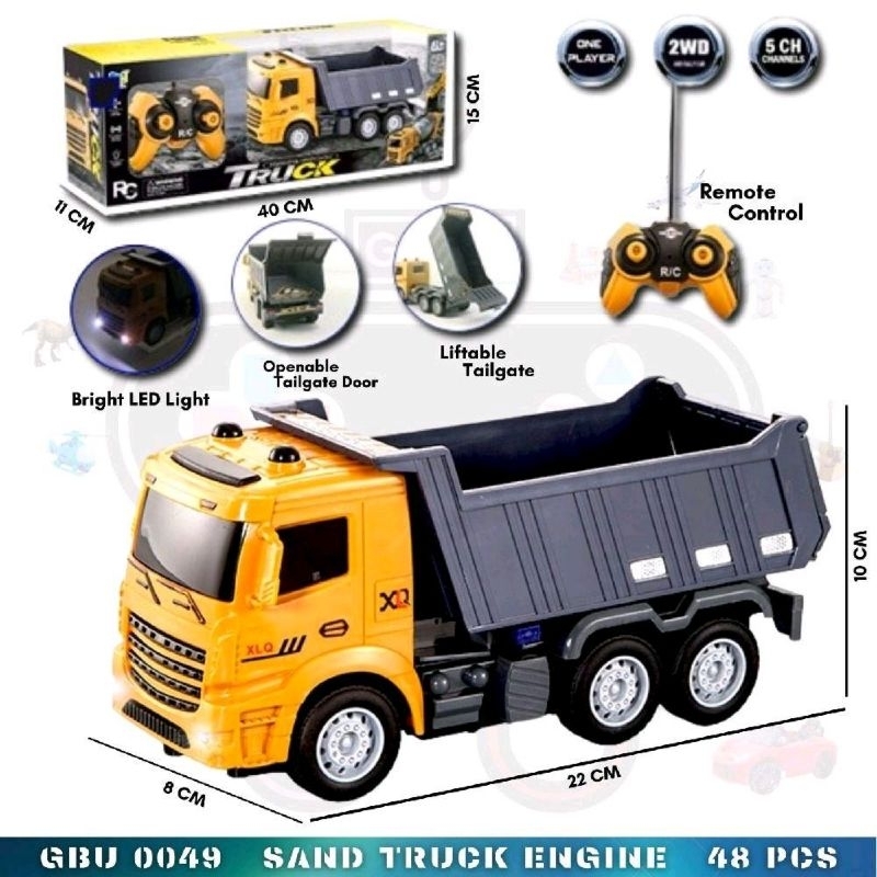 GBU0049 RC Dump Truck Truk Pasir Mainan Anak Mobil Mobilan Remote Control Radio Control Remot Kontro
