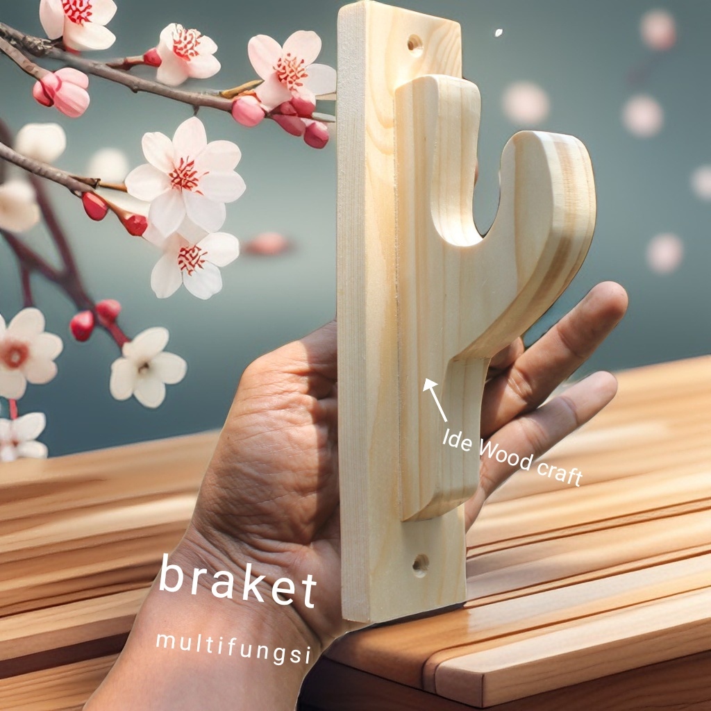 Gorden Bracket | Hook Kayu Penyangga | Batang Gorden  | Bracket Pengait tas