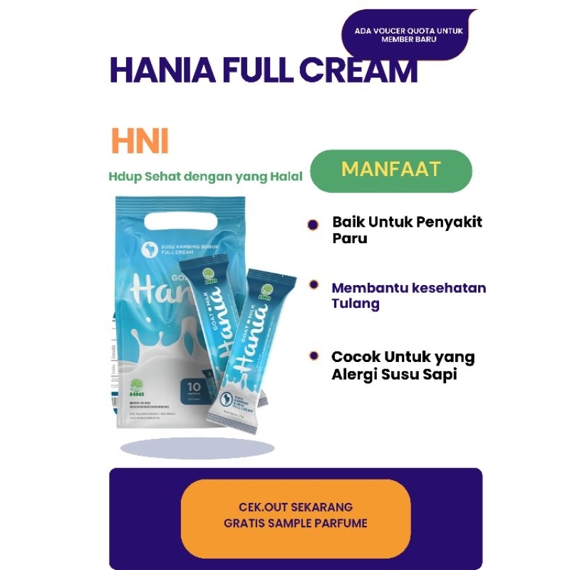 

Susu Kambing HANIA produk Herbal HNI Halal Network International Minuman Kesehatan Herbal Alami