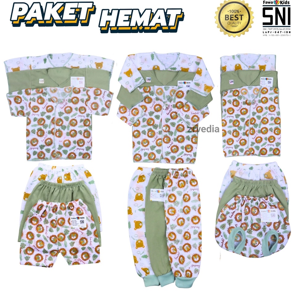 KODE A55D 18 Pcs  9 Stel V2 Baju Bayi Celana Bayi Setelan Baju Bayi Baru Lahir Fawa Kids Baby SNI Zr