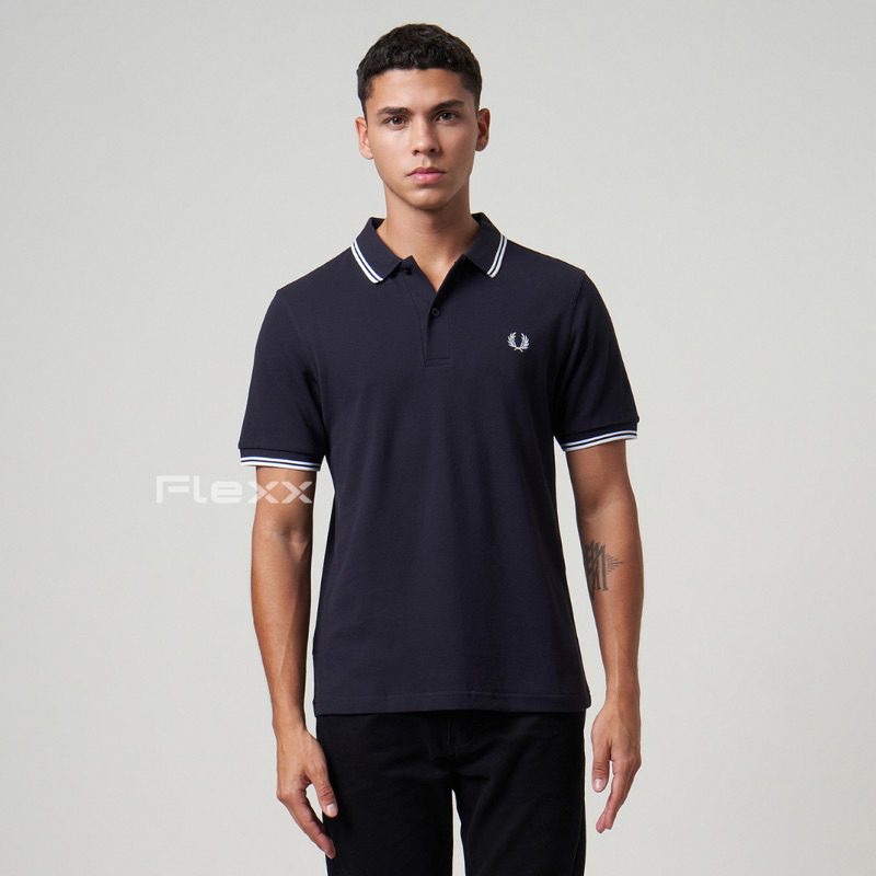 Fred Perry Twin Tipped Polo Shirt Navy White