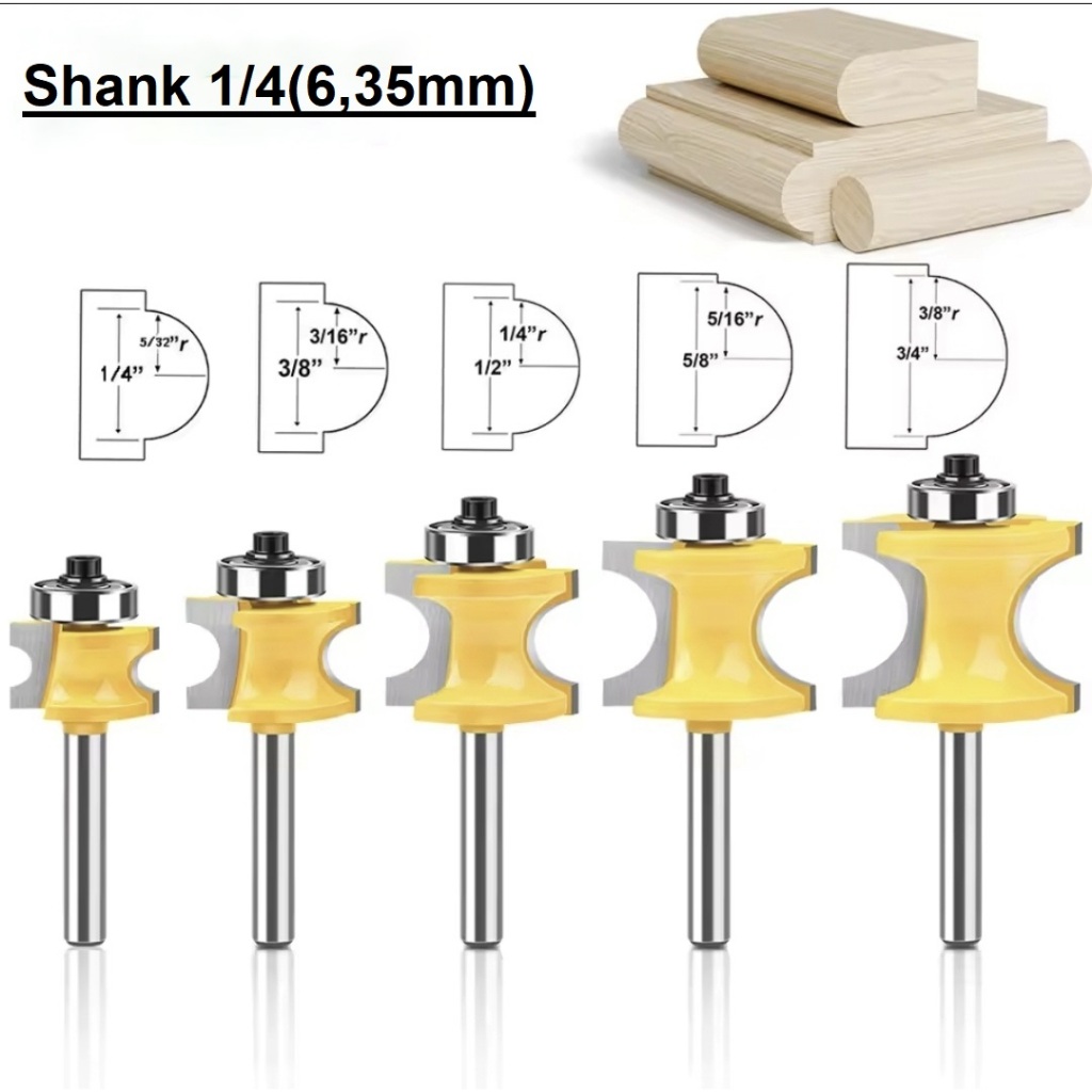 Mata Profil Router Molding Bullnose Setengah Lingkaran shank 1/4