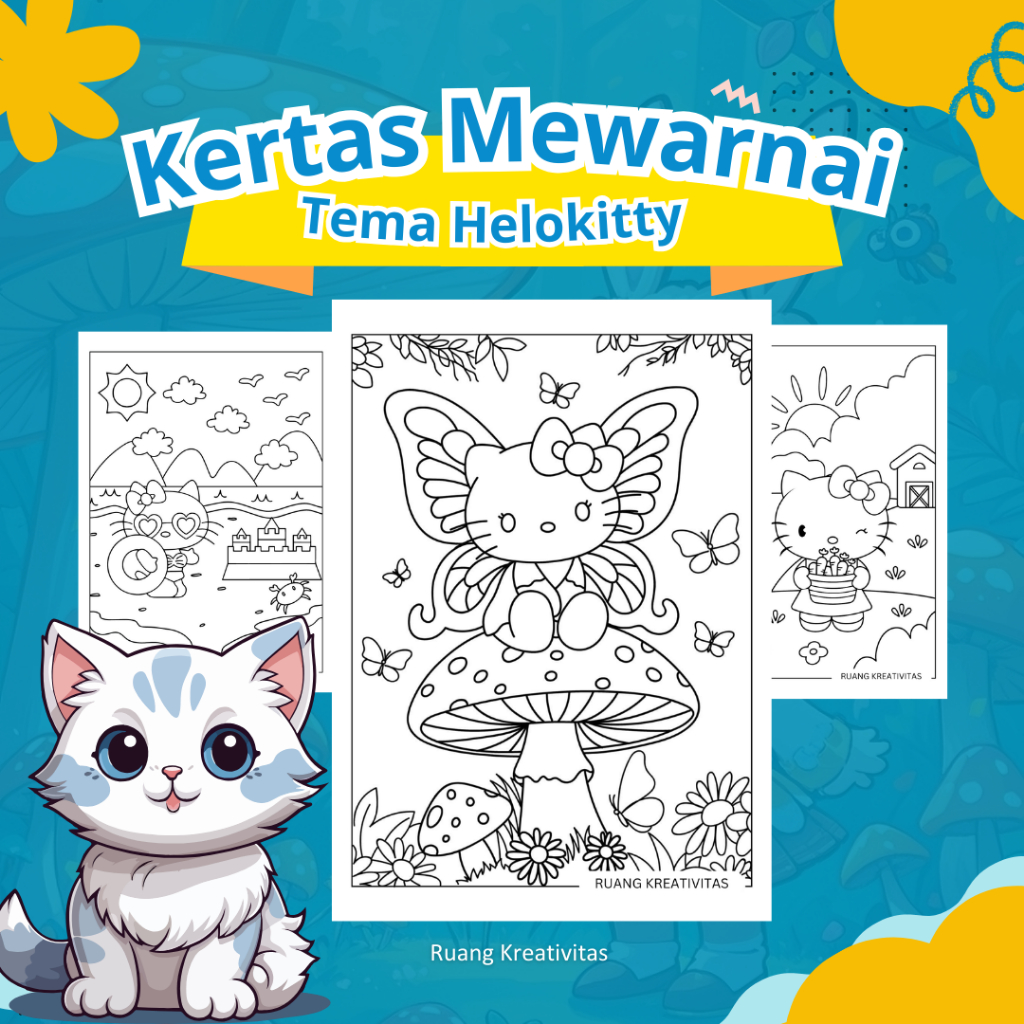 

LEMBAR KERTAS MEWARNAI ANAK TEMA Helo Kitty / KERTAS GAMBAR MEWARNAI UNTUK ANAK PAUD TK SD - A4 TEBAL