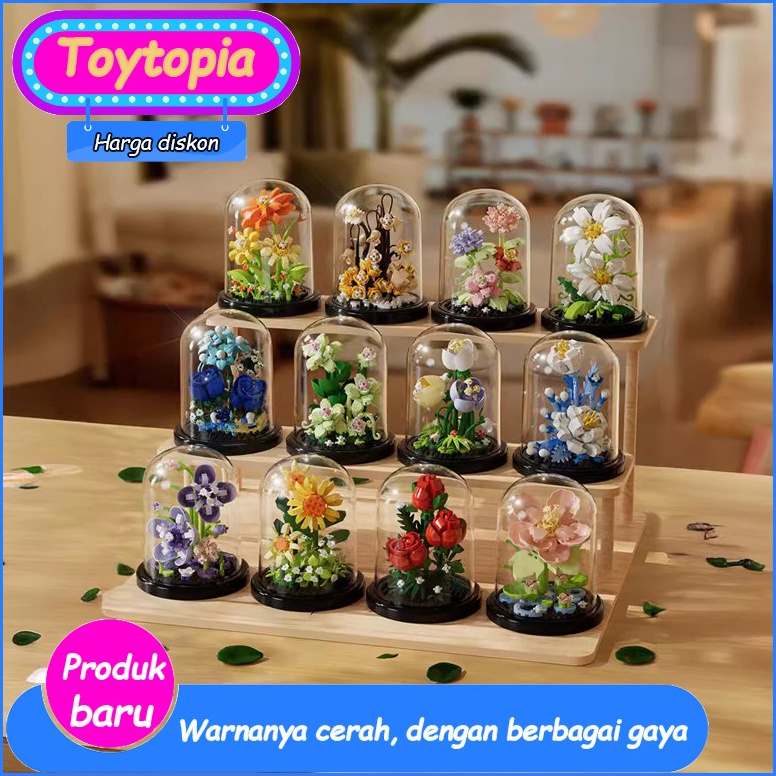 KODE O88P TOYTOPIA Mainan Balok Susun Nano Block Anak DIY 3D Mini Toys Flower with Glass Bricks Eduk