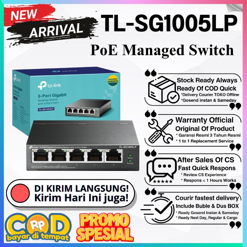 TP-Link TL-SG1005LP 5 Port Gigabit PoE+ Desktop Managed Switch