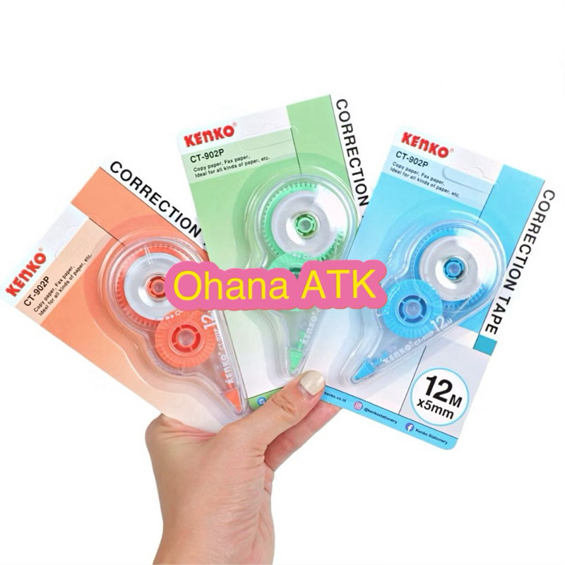 

( 1 BIJI ) Correction Tape Kenko CT-902P PASTEL COLOR / Tipex Kertas Roll Ecer / Pita Koreksi 12 Meter x 5 MM