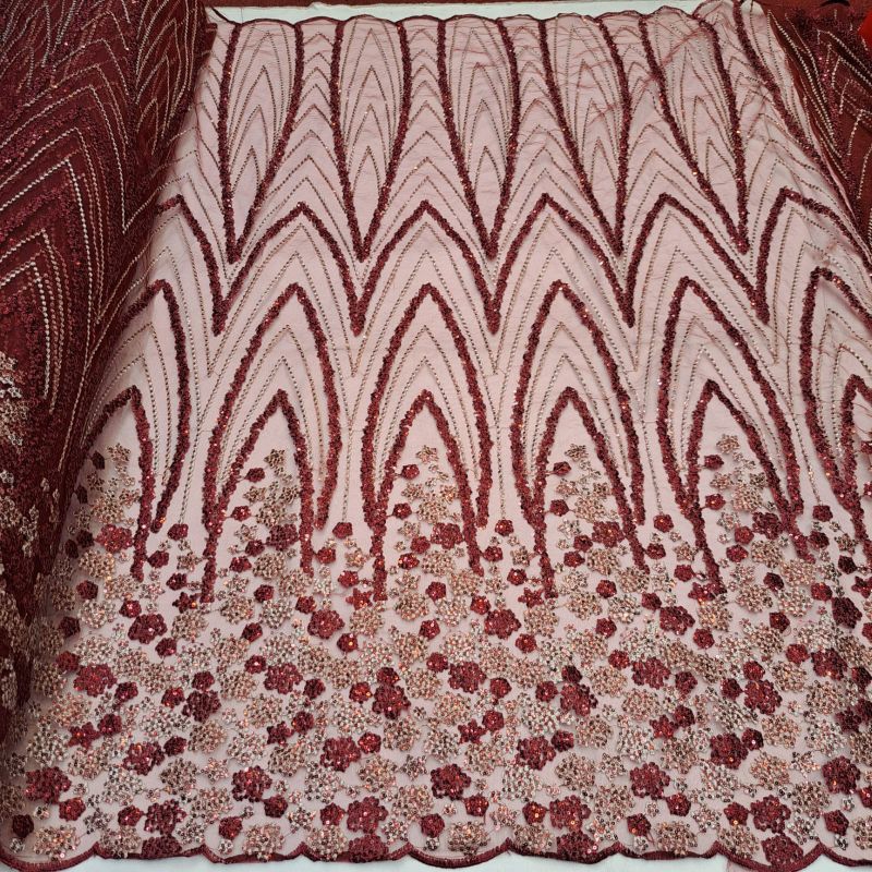 Kain tille full payet Etnik motif elisab/Kain brukat pengantin full payet Etnik Elisab murah berkual