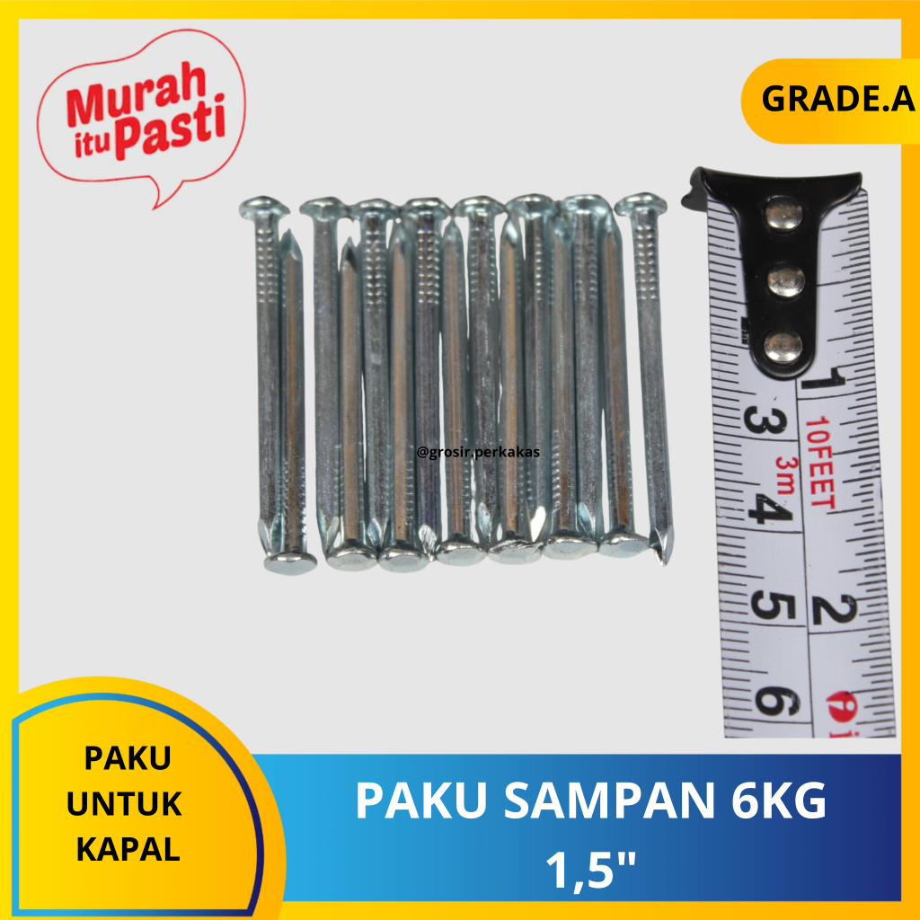 PAKU SAMPAN 11/2", 2", 2,5", 3", 4", 5", 6" - paku roof nail - paku kapal - per 0,25 kg. [A][#PAKU]