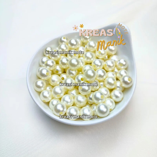 Mutiara Krim 10mm / Mote Mutiara / Manik Mutiara / Monte Gelang Diy / Manik Meronce