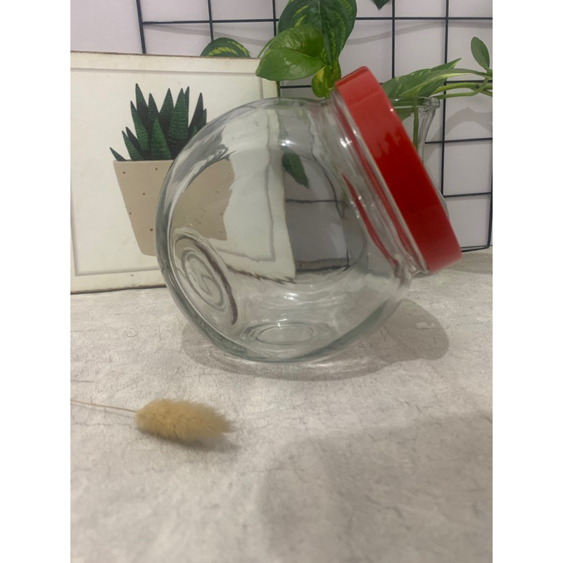 toples kaca jadul tutup merah ulir