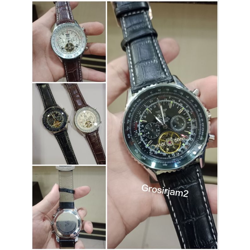RealPick-Jam Tangan Automatic- Pria Bentley Navitimer Leather BTL-9155 Chronograp Strap Kulit Elegan