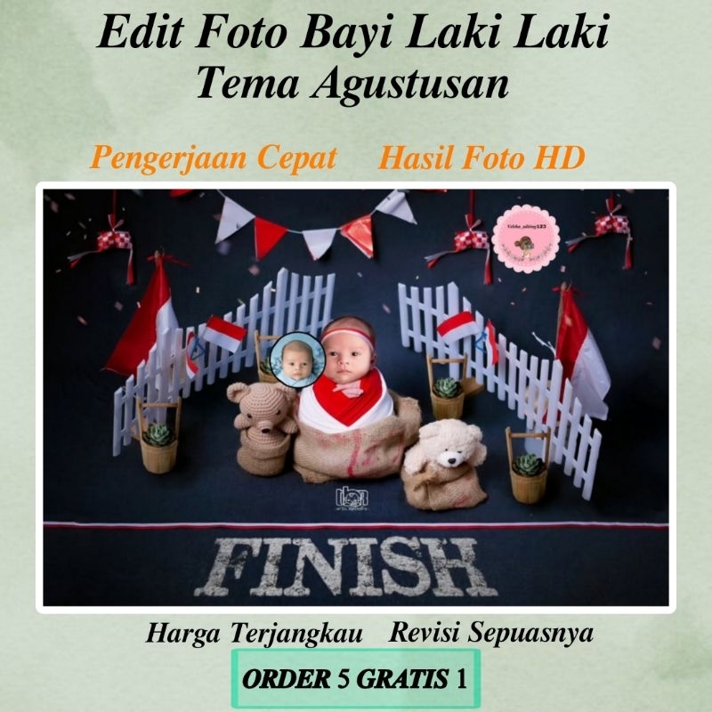 JASA EDIT FOTO BAYI COWOK KONSEP AGUSTUSAN SOFT FILE