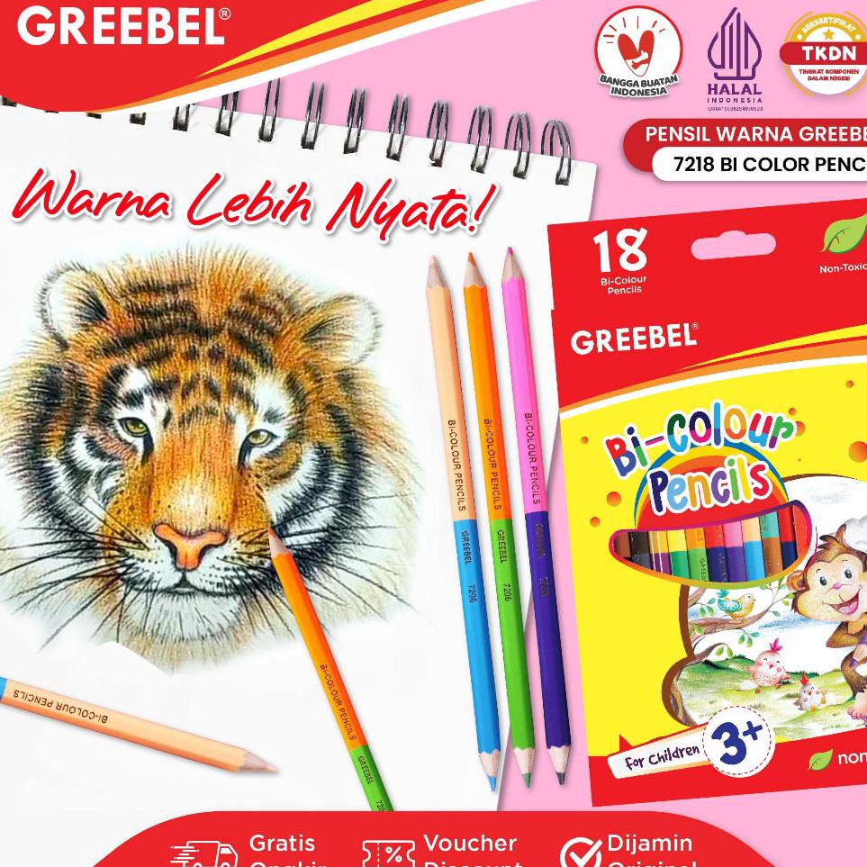 

KODE T77W GREEBEL Pensil Warna Colored Pencil BI Colour 36 Warna 7218 Warna Lebih Nyata