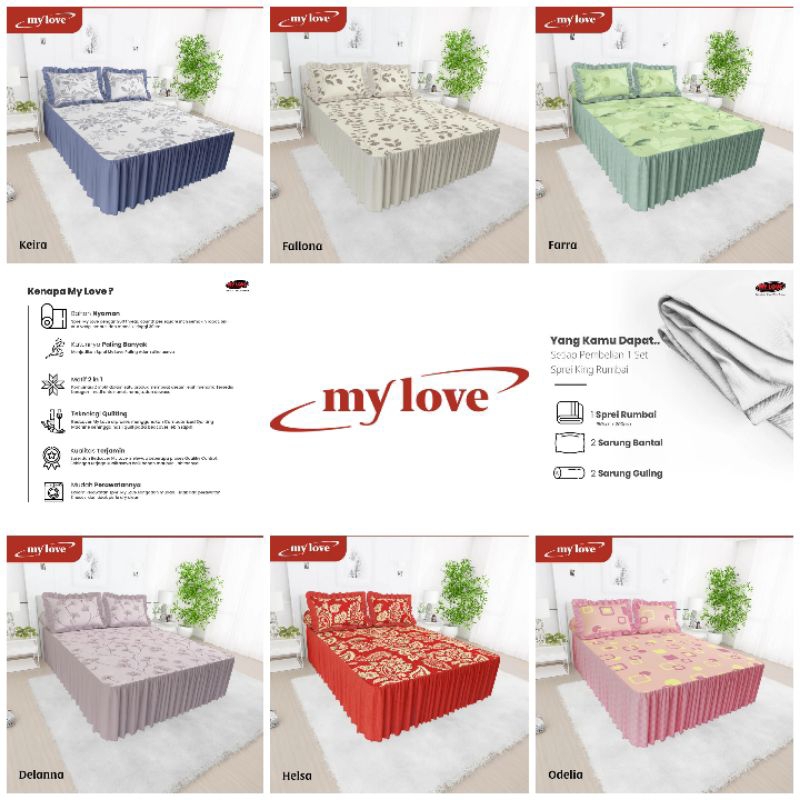 My Love Sprei Rumbai King 180 x 200 Tinggi 30 + Rumbai 48 cm new motif