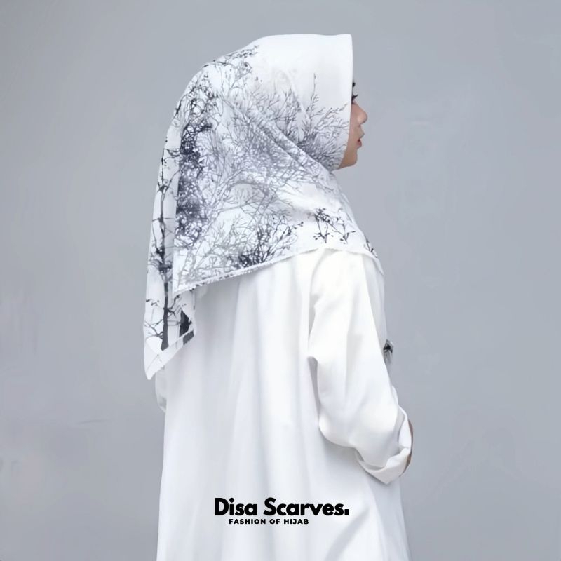 Hijab Voal Segiempat Motif Premium kerudung segi 4 terbaru jilbab motip Lasercut Ranting Series
