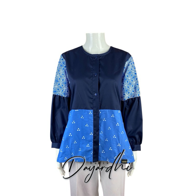Batik Dayardhi - Atasan Batik Wanita Cantik Dan Elegan Blouse Wanita Elips Biru Navy