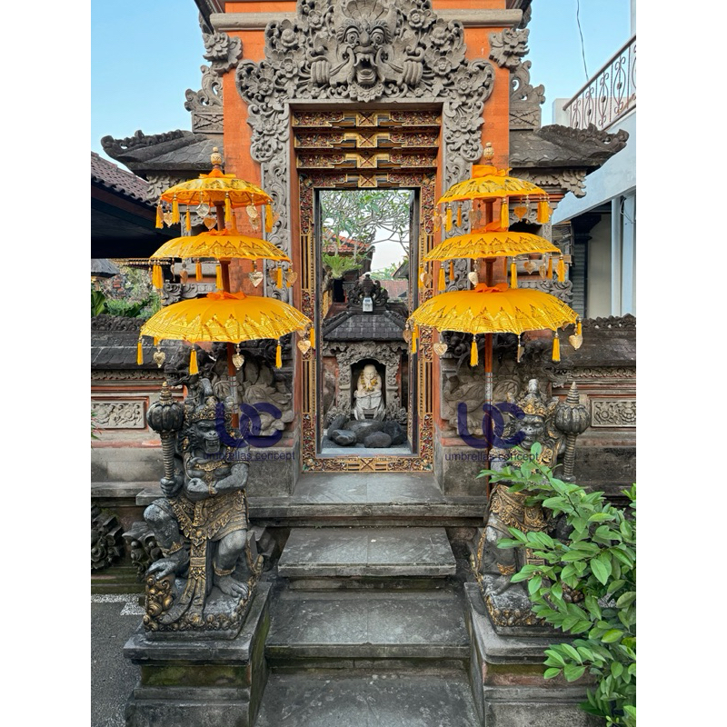 Payung Rami Dekorasi Prada Tingkat / Susun 3 Khas Bali Berbagai Warna
