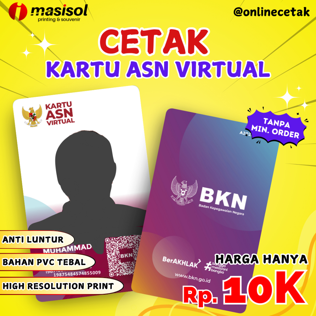 

Cetak Kartu Pegawai ASN (Karpeg) Bahan Tebal, Anti Luntur