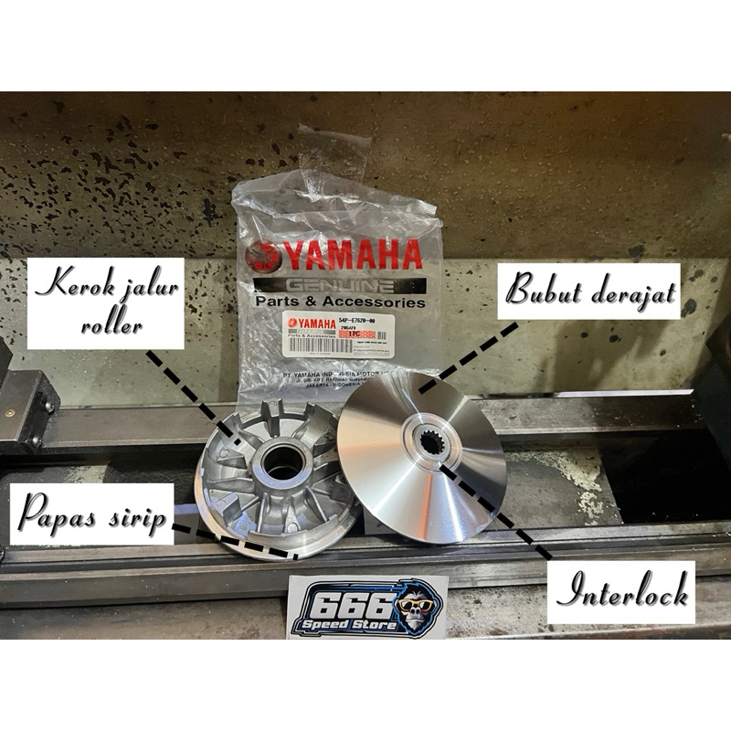 pulley pully 54P bubut dan kerok jalur rumah roller mio j soul gt 115 fino 115 xride racing custom d