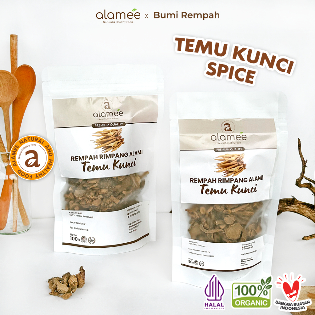 

ALAMEE Temu Kunci Kering Fingerroot Rempah Rimpang Alami Iris Bumbu Seasoning Masakan Masak 100g 50g