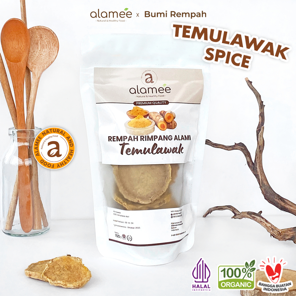 

ALAMEE Temulawak Kering Dried Curcuma Iris Rempah Organik Temu Lawak Bumbu Masakan Seasoning 100g