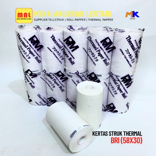 

Kertas Therma BRI 57x30 - Kertas Struk Printer Thermal EDC Logo BRI 10 Roll 57x30 mm
