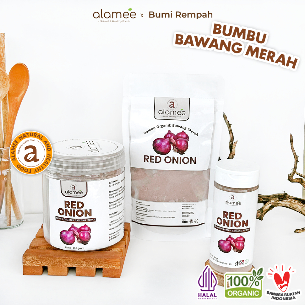 

ALAMEE Bawang Merah Bubuk Red Onion Seasoning Powder Bumbu Dapur Organik Masak Tanpa Campuran 250g