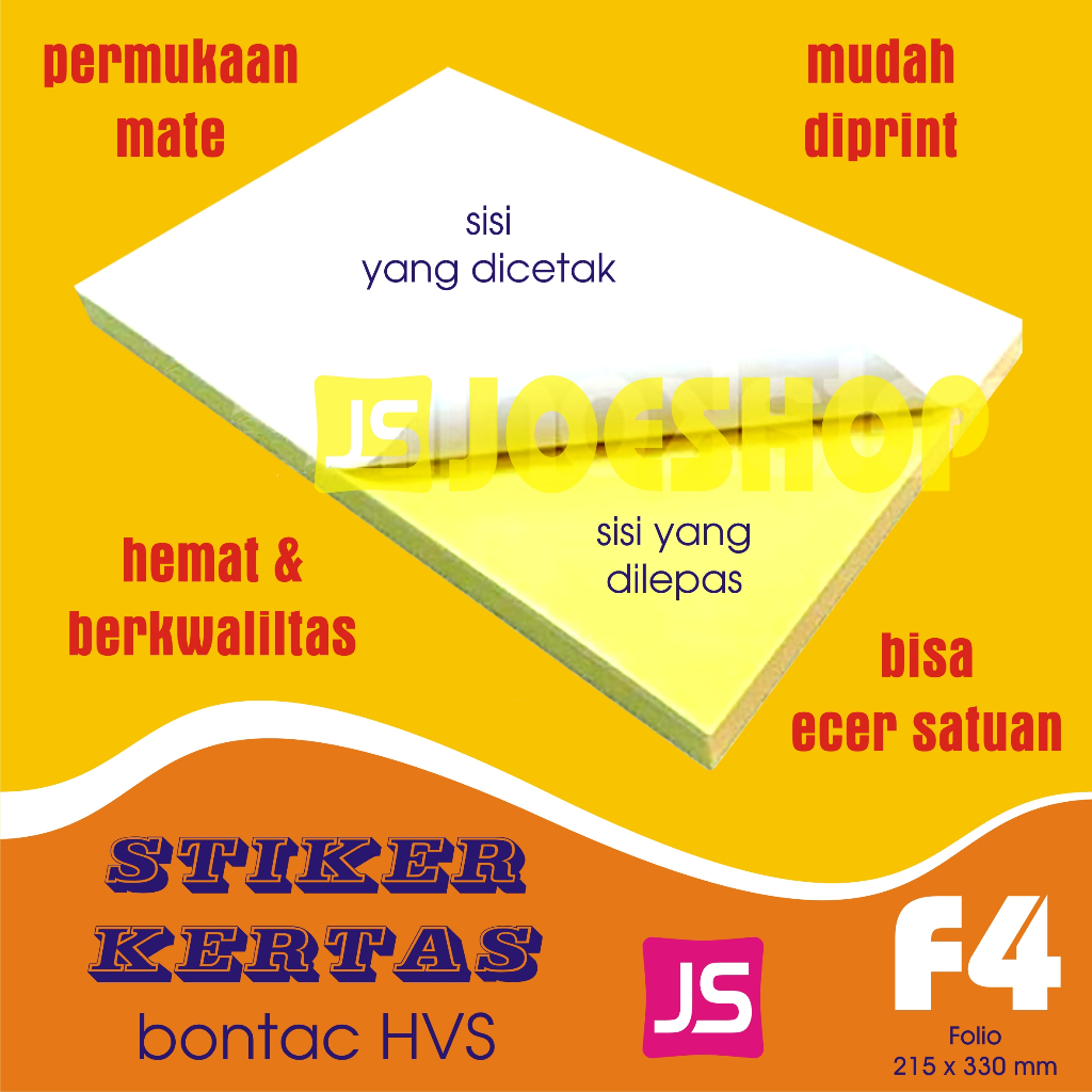 

Stiker Kertas hvs Folio F4 eceran