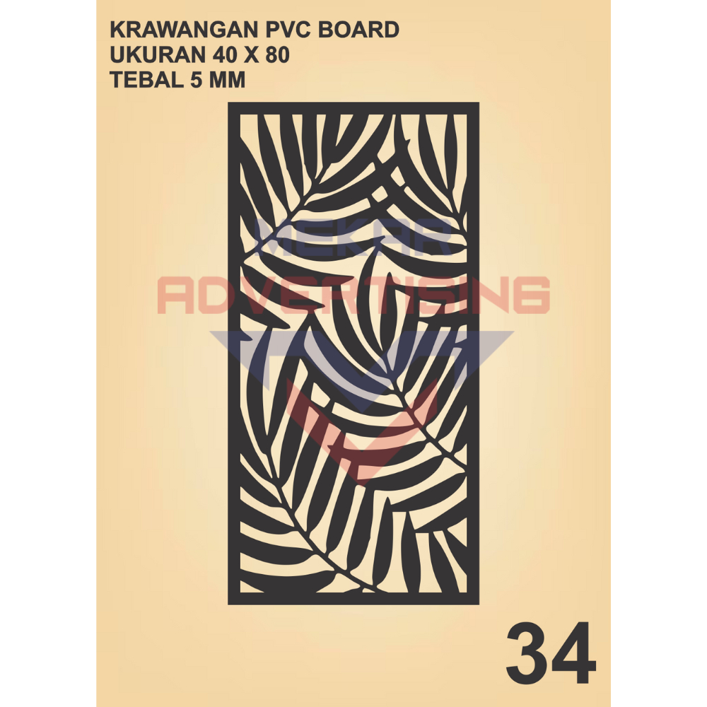KRAWANGAN PVC BOARD HITAM  / ORNAMEN PVC FOAM BOARD HITAM TEBAL 5MM MODEL 34 UKURAN 40X80