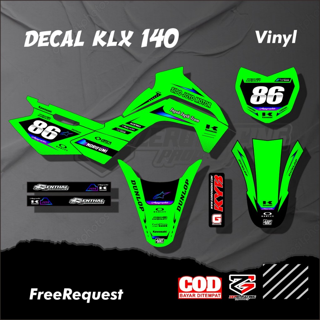 DECAL STICKER KLX 140 FULL BODY DECAL KLX 140  DECAL STIKER VARIASI KLX 140 NEW FREE REQUEST